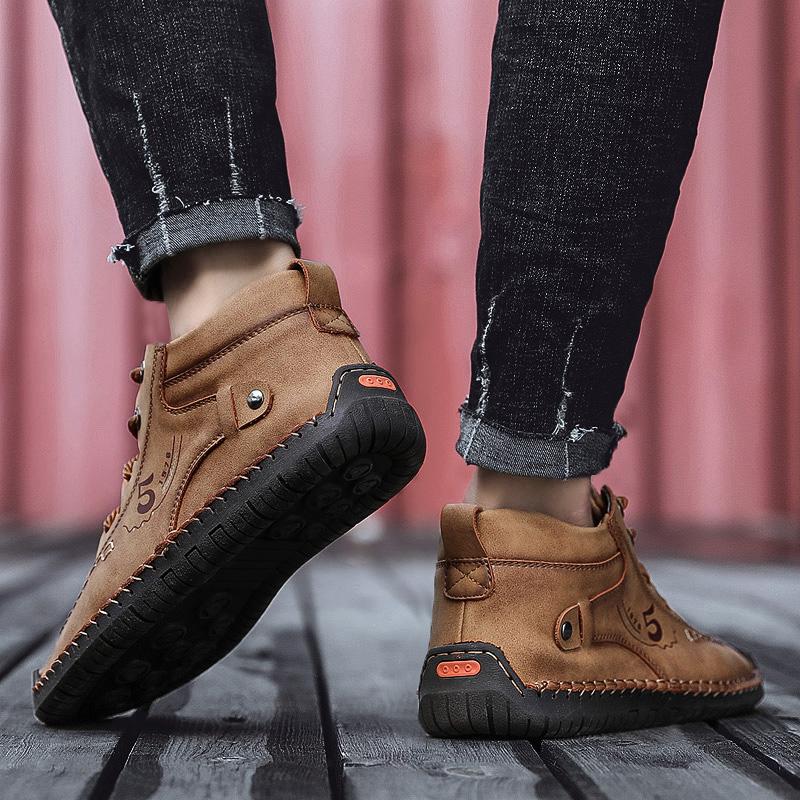 Men's Hand-made Super Fiber PU Rubber Soft Sole Lightweight Wear-resistant Non-slip Casual Shoes