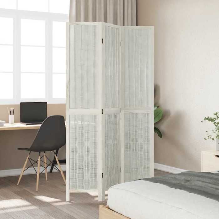 VidaXL Room Divider 3 Panels, Room Separator, Privacy Screen, Bedroom Living Room Screen, White Wood 358671