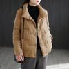 Women's Autumn and Winter Padded Thickened Stand Up Collar Jacket Increased Size Warm Casual Short Loose Thin Outerwear