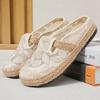 Fashion New 2024 Fashion Ethnic Style Embroidery Linen Breathable Shoes for Women Outdoor Casual Ladies Half Slippers Zapatos De Mujer