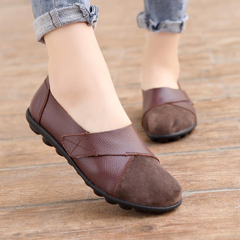 Flats Soft Genuine Leather Shoes for Women 2024 Plus Size Ladies Mocassin Boat Hook Loop Mocasines De Mujer Chaussure Femme
