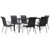 VidaXL Garden Dining Set 7 Pcs Black Textilene and Steel 3200715