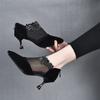 Women's Shoes 2025 Early Spring New Fashion Pointed High Heel Mesh Single Shoes Sheepskin Rhinestone Rear Zipper Temperament Heels