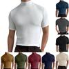 Men's Summer Solid Color Short Sleeve Fashion Trend Casual Comfortable Base Shirt Men's Tight High-neck T-shirt