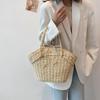 Summer Straw Bag Women Weave Handmade Handbag Drawstring Handle Bag Large Capacity Wave Point Tote Bag Shopping Bags ARI