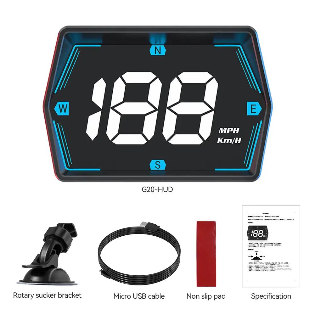 Universal Car HUD Digital GPS Speedometer Head Up Display MPH Overspeed Alarm Multifunctional Speedometer Compass HD Display