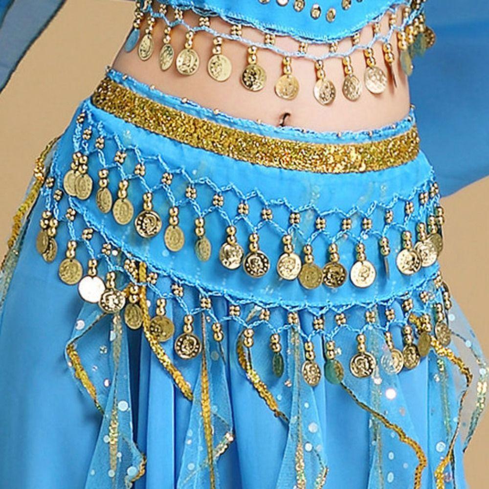 Chiffon Metal Coins Waist Chain Kids Dacning Waist Belt Chain New Hip Scarf