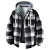 Fake Two Piece Cotton Jacket, Men's Autumn and Winter Hooded Versatile Clothes, Thick Checkered Casual Cotton Jacket