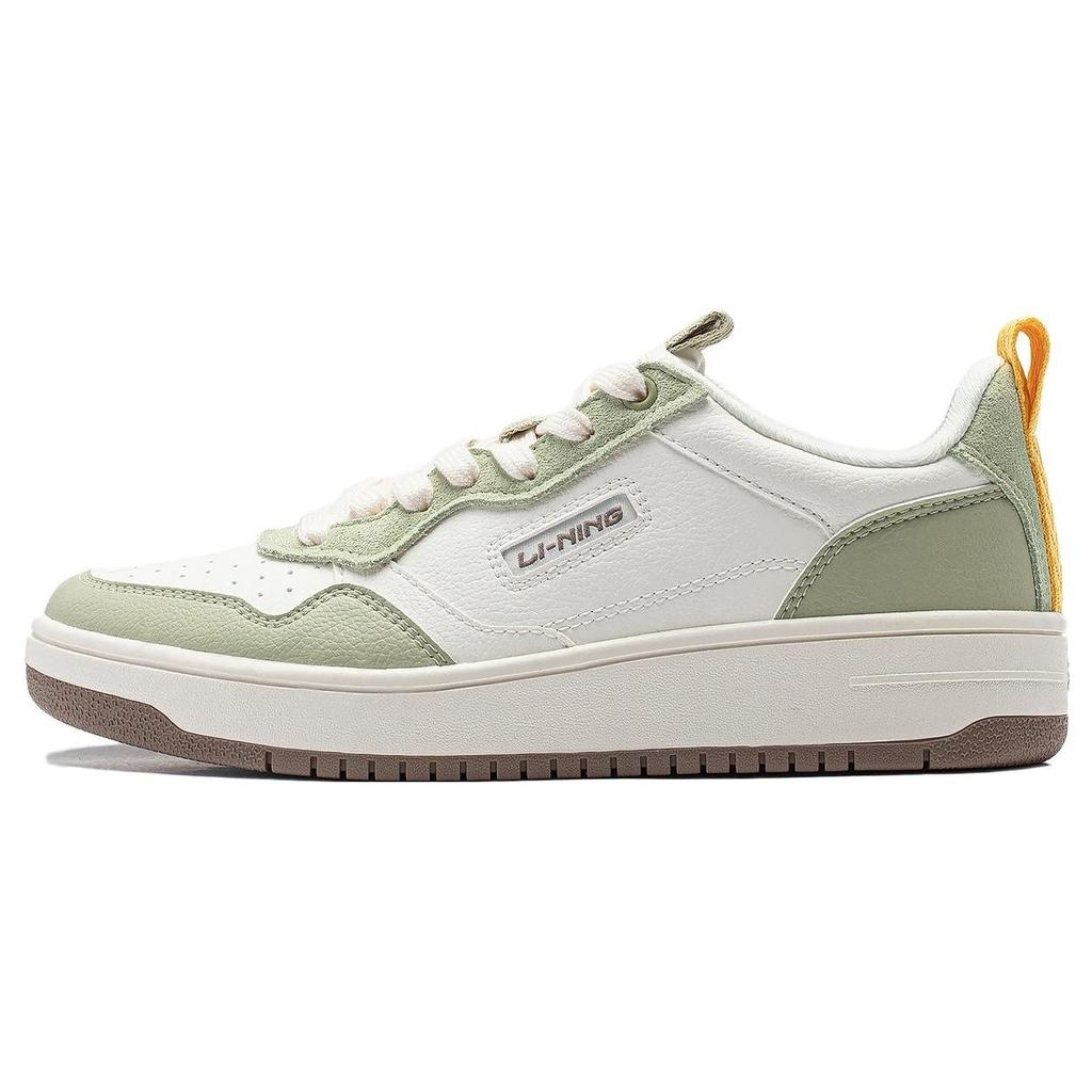 Li Ning Star Sugar Thick Sole Height Increasing Non-Slip Shock Absorbing Low-Top Skate Shoes Women Sneakers Green White AGCT472-3