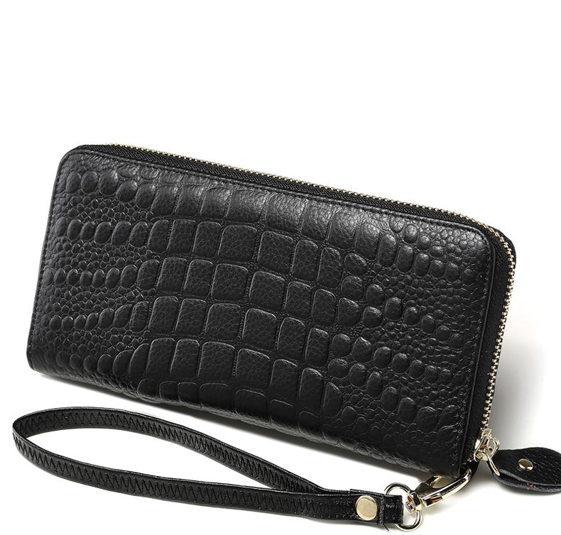 KANGAROO KINGDOM Fashion Women Wallet Genuine Leather Long Zipper Clutch Purse Card Holder Phone Wallet Brand