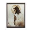 Jezus W Modlitwie - Złota Aureola Jezus W Modlitwie - Złota Aureola, 40X50 Cm, Rama Aluminiowa Złota, Papier Matowy 230 Gsm
