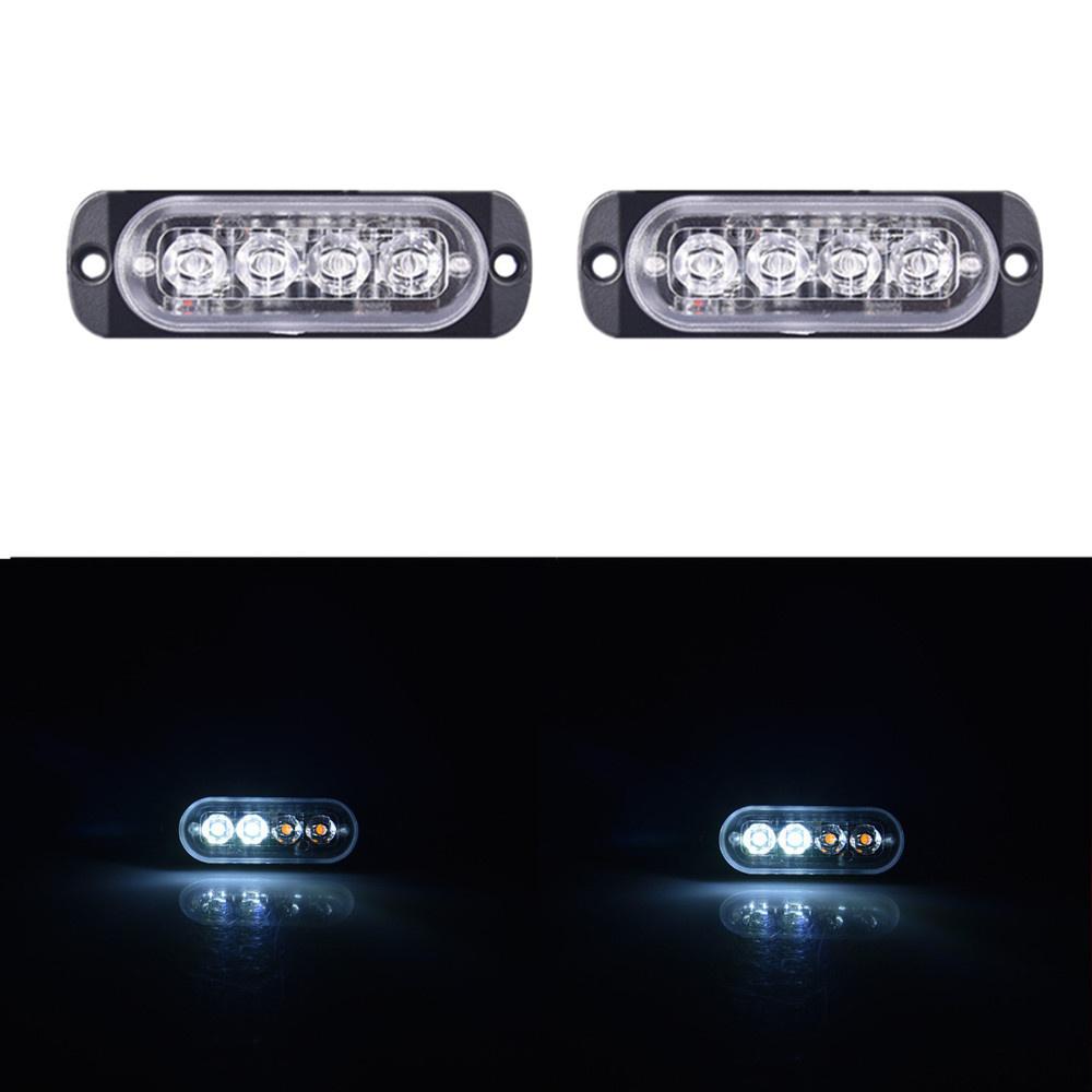 2PCS 12-24V Amber Strobe Side Warning 4 Led Grill Flashing Lightbar Breakdown Emergency For Truck Trailer LED Light
