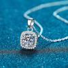 D Color GRA  2ct Moissanite Necklace Pendant for Women Classic Square Female Necklace S925 Sterling Silver Wedding Jewelry