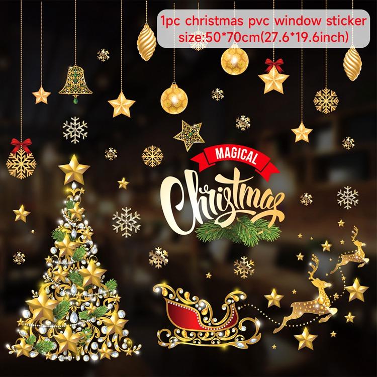 Cartoon Christmas Window Glass Stickers 2025 Christmas Decoration for Home Living Room Wall Decor 2025 Happy New Year Stickers