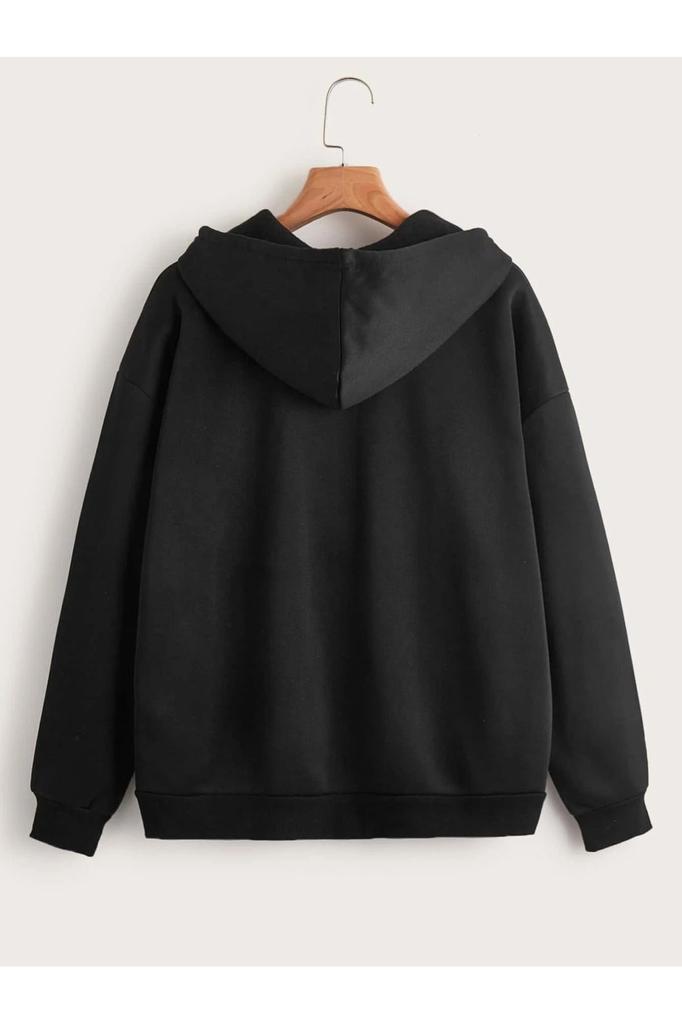 Women's Style Big Size Sweatshirt Zippered Hooded Oversize Sweatshirt