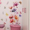 Watercolor Flowers Butterfly Wall Stickers For Living Room Background Decoration Mural Bathroom Home Decor Self-adhesive Decals