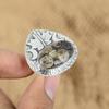 Turritella Agate Gemstone Sterling Silver Engagement Cresent Moon Ring Jewelry