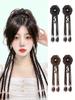 Synthetic Fiber Long Twist Braid Ponytail Extensions With Rubber Band 22 Inch Boxing Braided Hair Extensions With Messy Bun For Women Daily Use