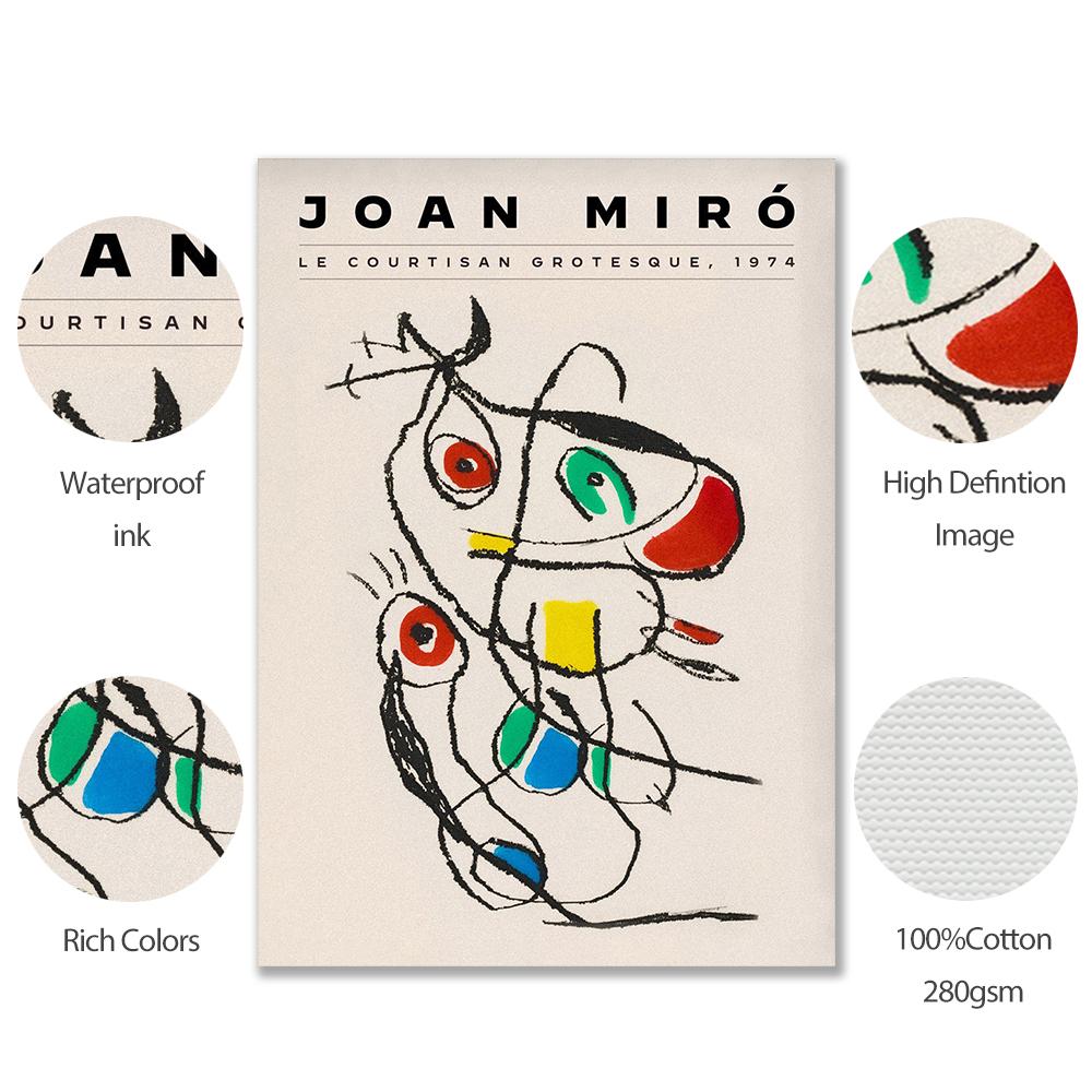 Joan Miro Abstract Animal Portrait Exhibition Poster Modern Retro Wall Art Print Picture Kids Bedroom Decorative Canvas Painting