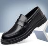 Fashion Handmade Leather Loafers Thick Bottom Casual Driving Flats Slip-on Dress Shoes Comfy Moccasins Versatile Male Driving Footwear