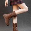 Large Size Warm Ladies Mid Calf Shoes Round Toe Women's Half High Boots Platform Spring 2024 Comfortable and Elegant Chic Hot Pu