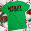 Mens and Womens Red Plaid Merry Christmas Christmas T-Shirt Tee #MC