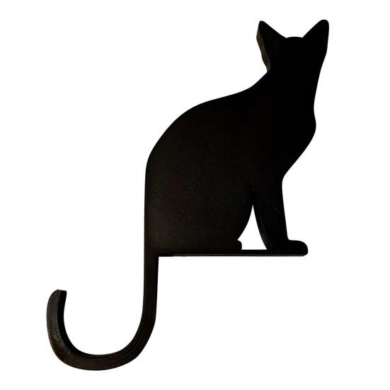 Wooden Black Cat Hook Multi-functional Home Bathroom Kitchen Cat Silhouette Key Hanger Decoration Pet Lover Gift