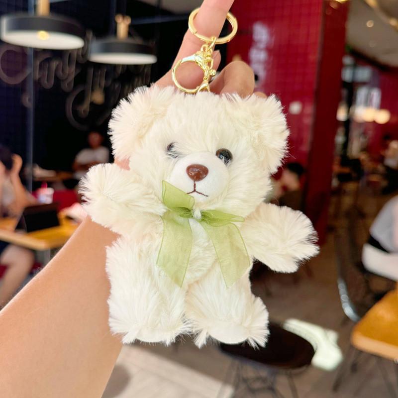 Teddy Cartoon Bear Plush Toy Bow Decoration Animal Doll Keychain Kid Pendant