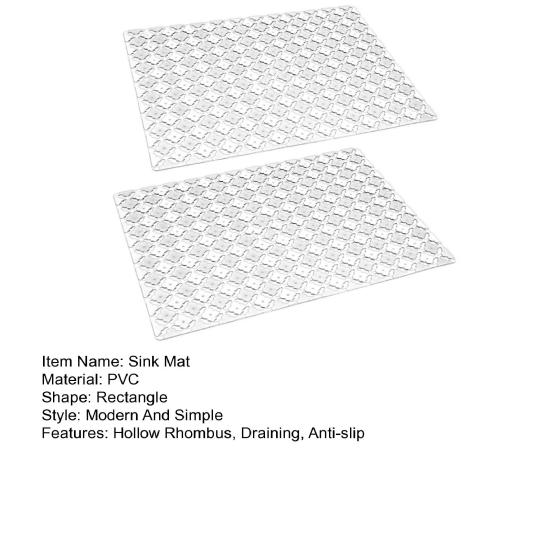 Sink Mat PVC Hollow Rhombus Cuttable Rectangle Anti-slip Ceramic Stainless Steel