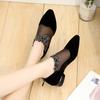 Shoes Female  Mesh Women's Pumps Retro Office Pumps Women Crystal Floral Pointed Toe Back Zip Outdoor Plus Size Ladies Shoes