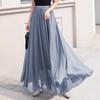 Women's European & American Chiffon High Waist Long Skirt - Solid Color, Spring/Summer Collection.