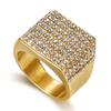 Hip Hop Men's Iced Out Cubic Zirconia Square Ring 316L Stainless Steel Gold Color Hiphop Rings For Men Jewlery