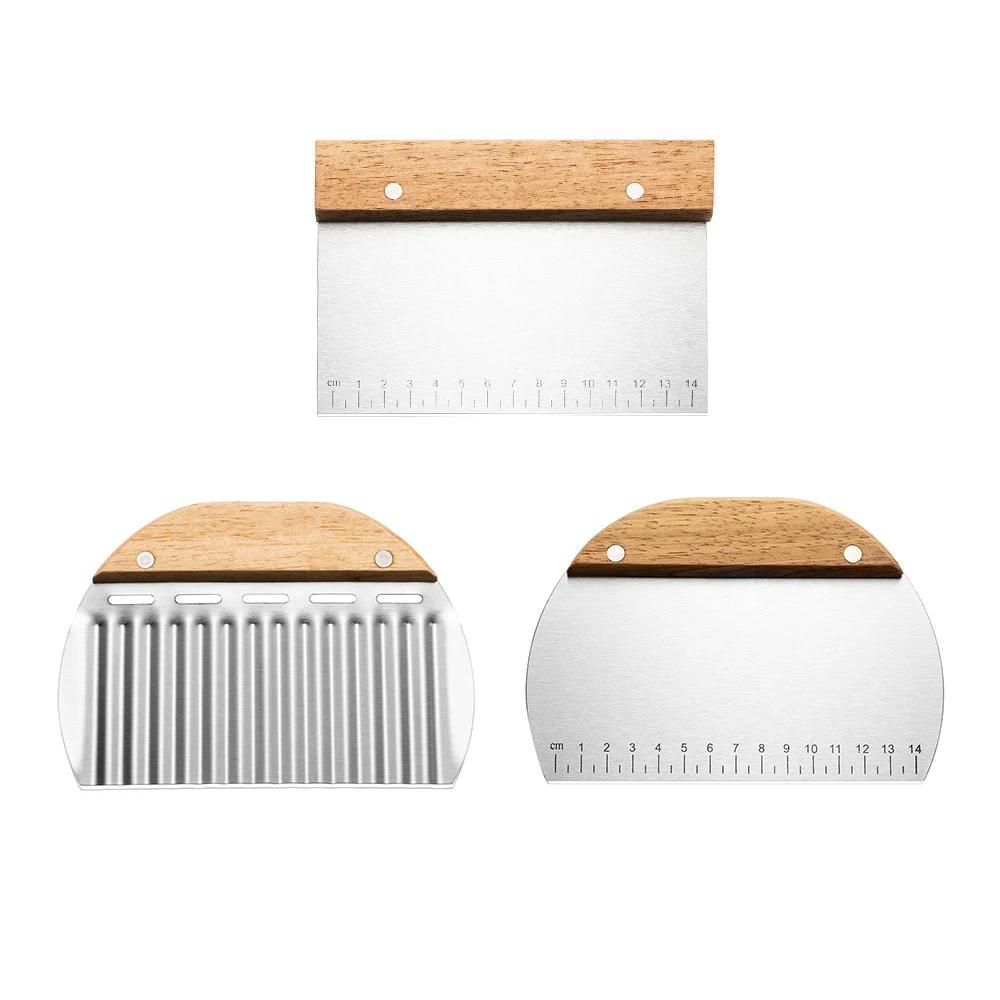 1/3 шт. Нержавеющая сталь Резак для теста Выпечка Торт Хлеб Лапша Резак Волнистый нож Слайсер для картофеля фри Скребок для теста С мерной шкалой