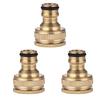 3 Pcs Brass Hose Tap Connector 1/ 2 Inch 3/ 4 Inch Garden Water Hose Adapter Thread Pipe Tap Faucet