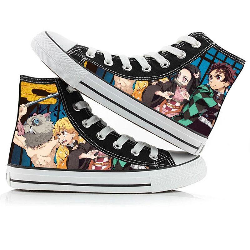 2024 Demon Slayer Print Canvas Shoes Fashion Anime Student Men Women Unisex Casual Shoe Lovers Couples Shoes