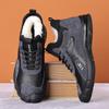 Men Winter Business Casual Warm Leather Shoes Fur Lined Outdoor Snow Boots for Male High Top Anti Slip Fleece Lined Hiking Sneakers