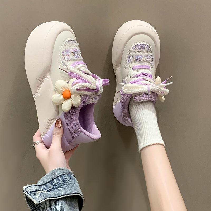 2024 New Kawaii Fashion All-match Platform Shoes Sports Style Casual Round Toe Spring Autumn Korean Version Sweet Cute Sneakers
