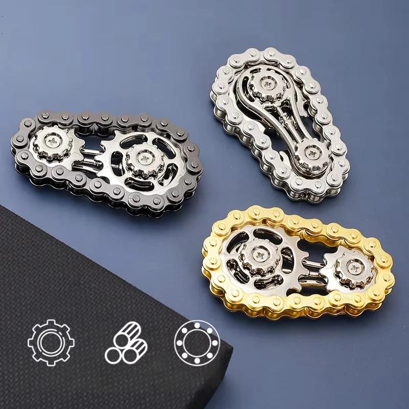 Sprockets Flywheel Fingertip Gyro Fidget Spinner Antistress Anxiety Metal Bike Chains EDC Spinner Fidget Toys For Adult Kids