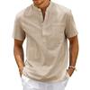 Summer Cotton Linen New Men's Short-Sleeved T-shirt Casual Men's T-shirt Shirt Male Pocket Breathable S-3XL