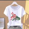 (Asian Size) Graphic Tee Casual T Clothing Print 90s Trend Watercolor Female Casual Women's Top Fashion Short Sleeve T-shirt