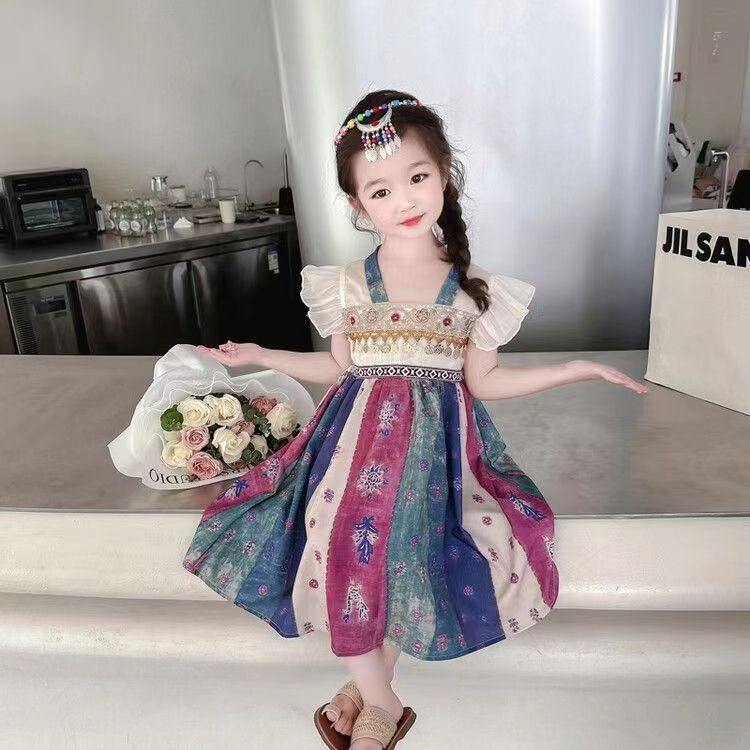 Chinese Hanfu Red Girls' Casual Dress