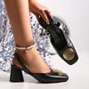 Women's Shoes 2025 New Closed Toe Women's Sandals Metal Decoration Plus Size Solid Buckle Strap Best Seller Heels Women
