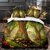 Fantasy World Forest Duvet Cover Set,Cartoon Castle Bedding Set,Magic Elf Tree Polyester Quilt Cover Queen King Full Twin Size