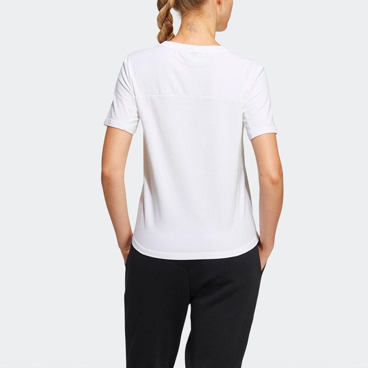 Adidas Solid Color Logo Crew Neck Short Sleeve T-Shirt Women Tops White HF2482