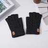 Autumn and Winter Camel Wool Warm Windproof Breathable Portable Simple Gloves Warm Cold Half-finger Gloves Outdoor Riding