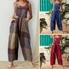 Комбинезон без рукавов с квадратным воротником и карманами, широкий крой до щиколотки, ретро клетчатый узор, комбинезон на подтяжках, уличная одежда