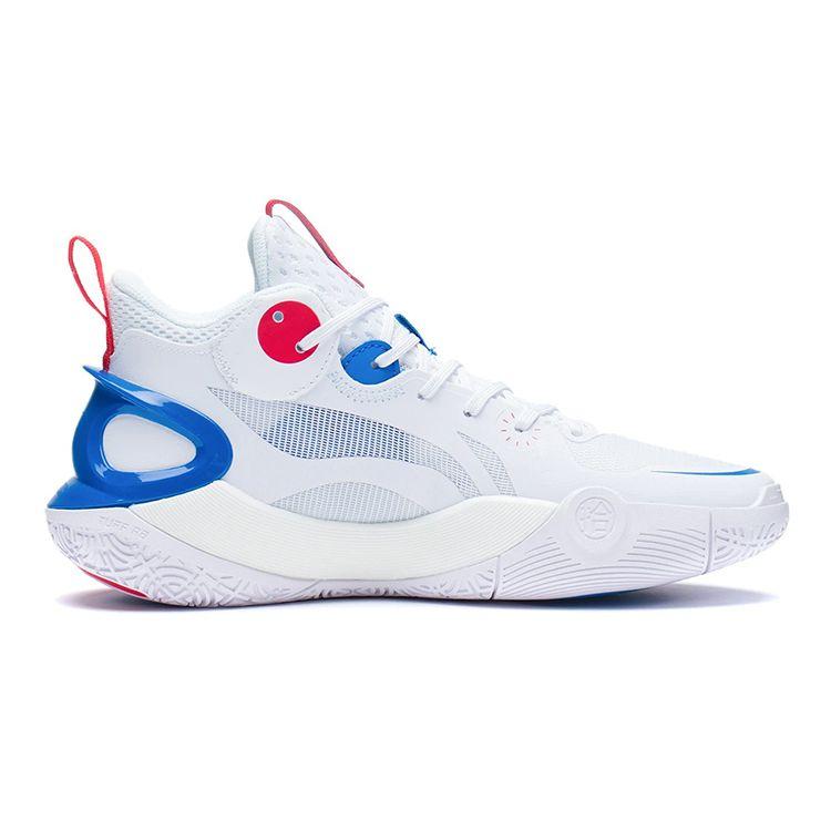 LiNing Sonic 10 Youth Version Durable Breathable Mid-Top Basketball Shoes Kids Sneaker White Blue ABPS013-4