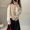 Premium Hand-stitched Crew Neck Sweater Jacket Women's Winter New Soft Waxy Knitted Cardigan Design Top