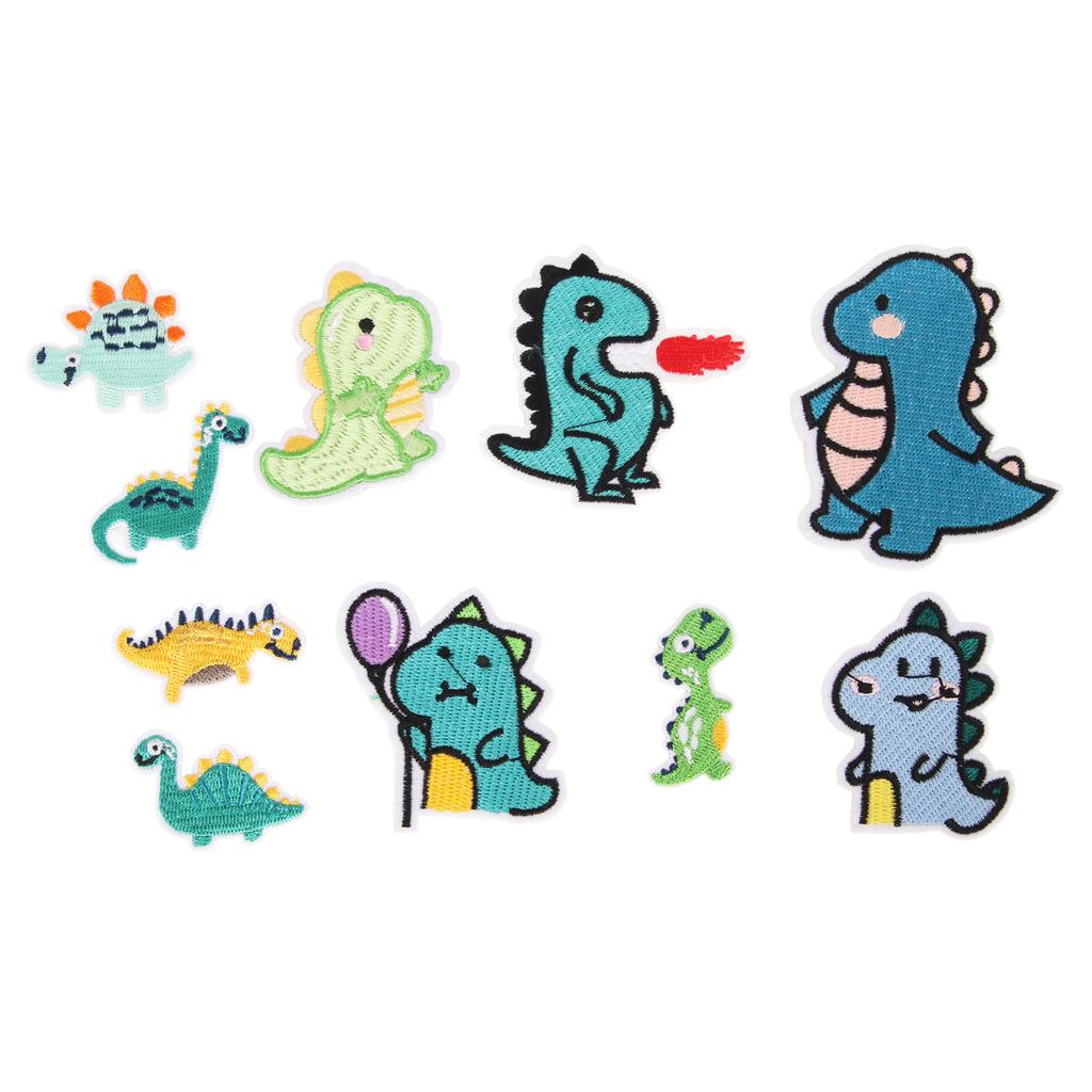 10Pcs Sew On Patches Dinosaur Shape Cute DIY Easy To Use Embroidery Applique for Clothes