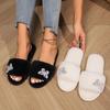 Fashion Women Slippers New Winter Fashion Home Cotton Slippers Short Plush Butterfly Rhinestones Shiny Slippers Comfortable Flat Sandals